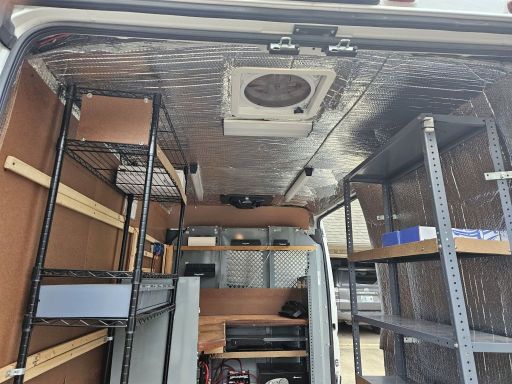 2016 Promaster 1500 136WB Cargo Bay Rear Door 02 Sowing MaxxFan and Lights