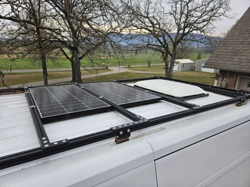 2016 Promaster 1500 136WB Roof 02 -Middle- Unaka Rack, Fresair, and Solar Panels
